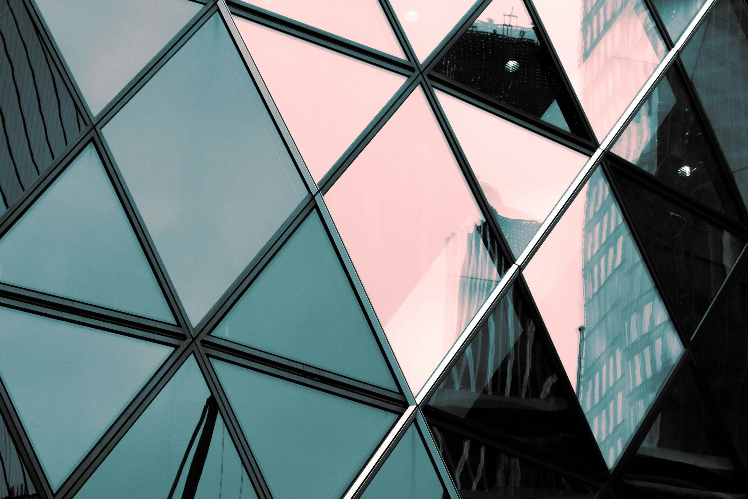 Glass panels on building with reflection